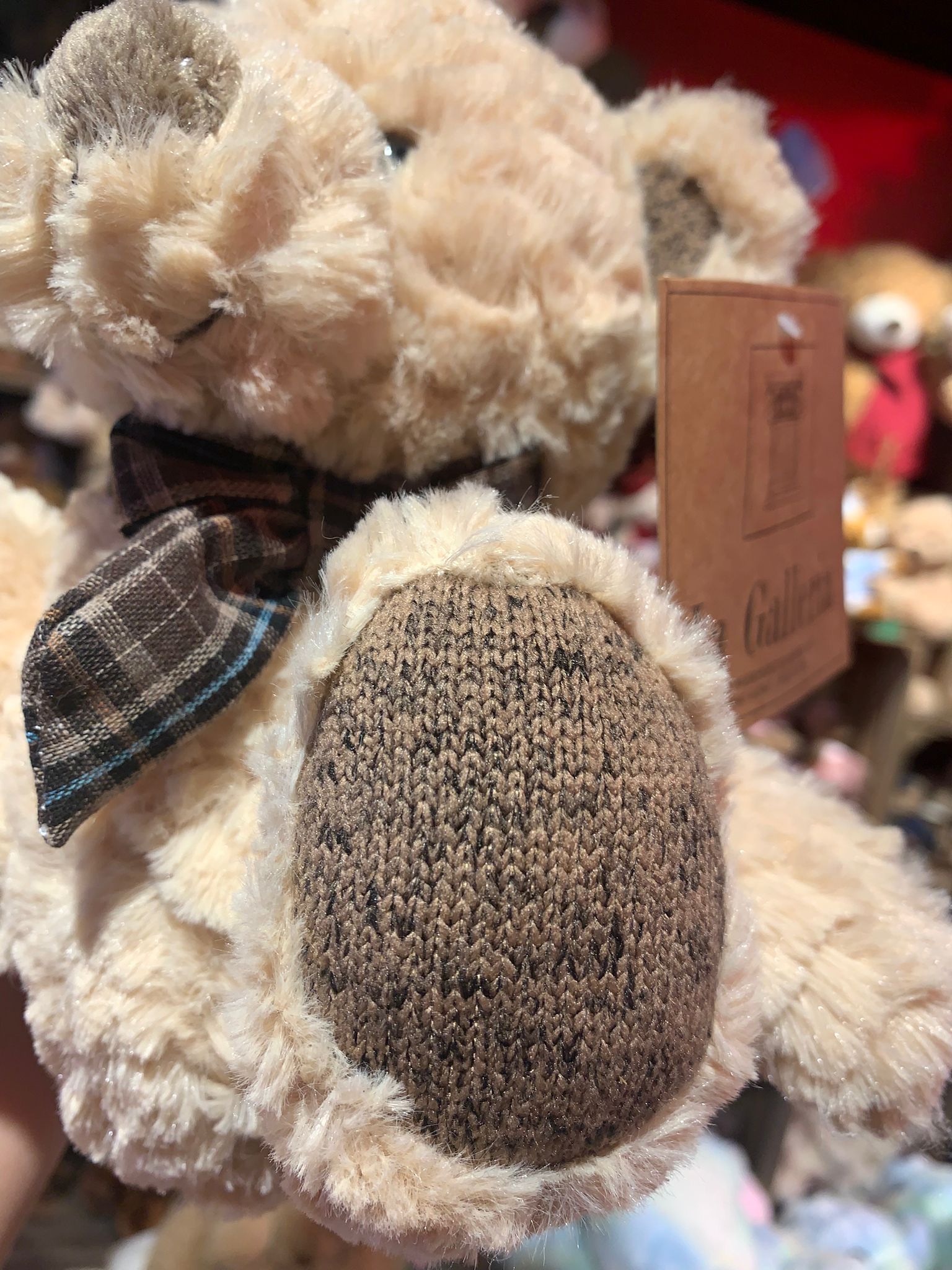 Knuffel met geruitte strik "La Galleria"